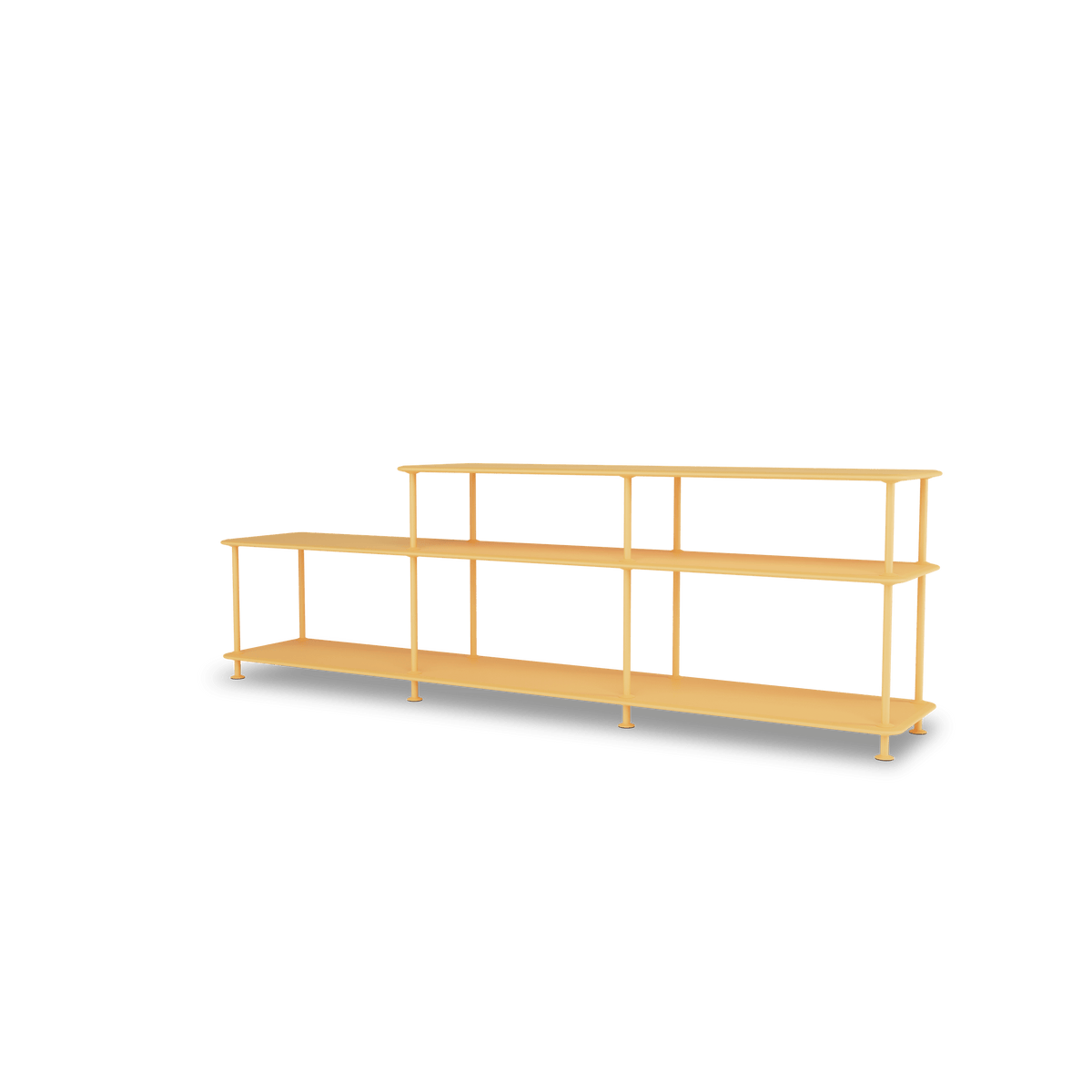Etagère Free 111220 Montana, tablettes 233 Acacia et structure 166 Acacia, vue de trois quarts sur fond blanc