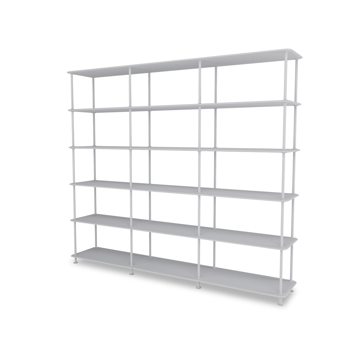 Etagère Free 555000 Montana, tablettes 209 Fjord et structure 02 Fjord, vue de trois quarts sur fond blanc