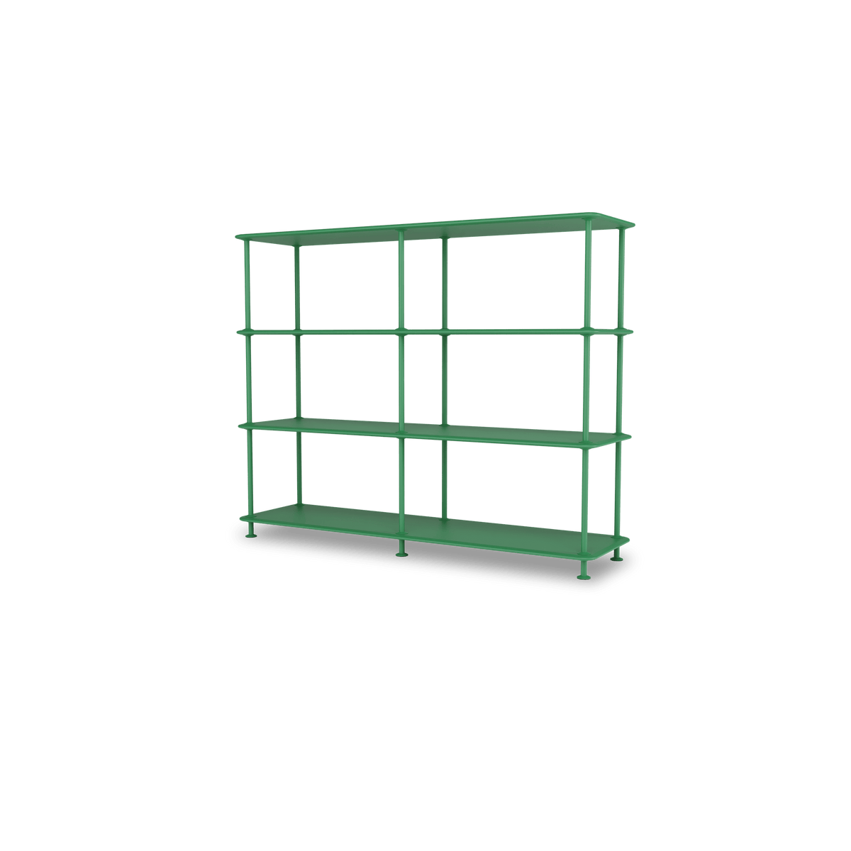 Etagère Free 330000 Montana, tablettes 232 Parsley et structure 152 Parsley, vue de trois quarts sur fond blanc