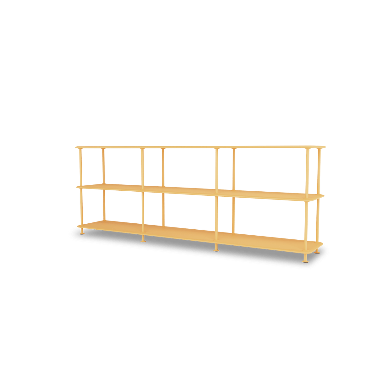 Etagère Free 222000 Montana, tablettes 233 Acacia et structure 166 Acacia, vue de trois quarts sur fond blanc