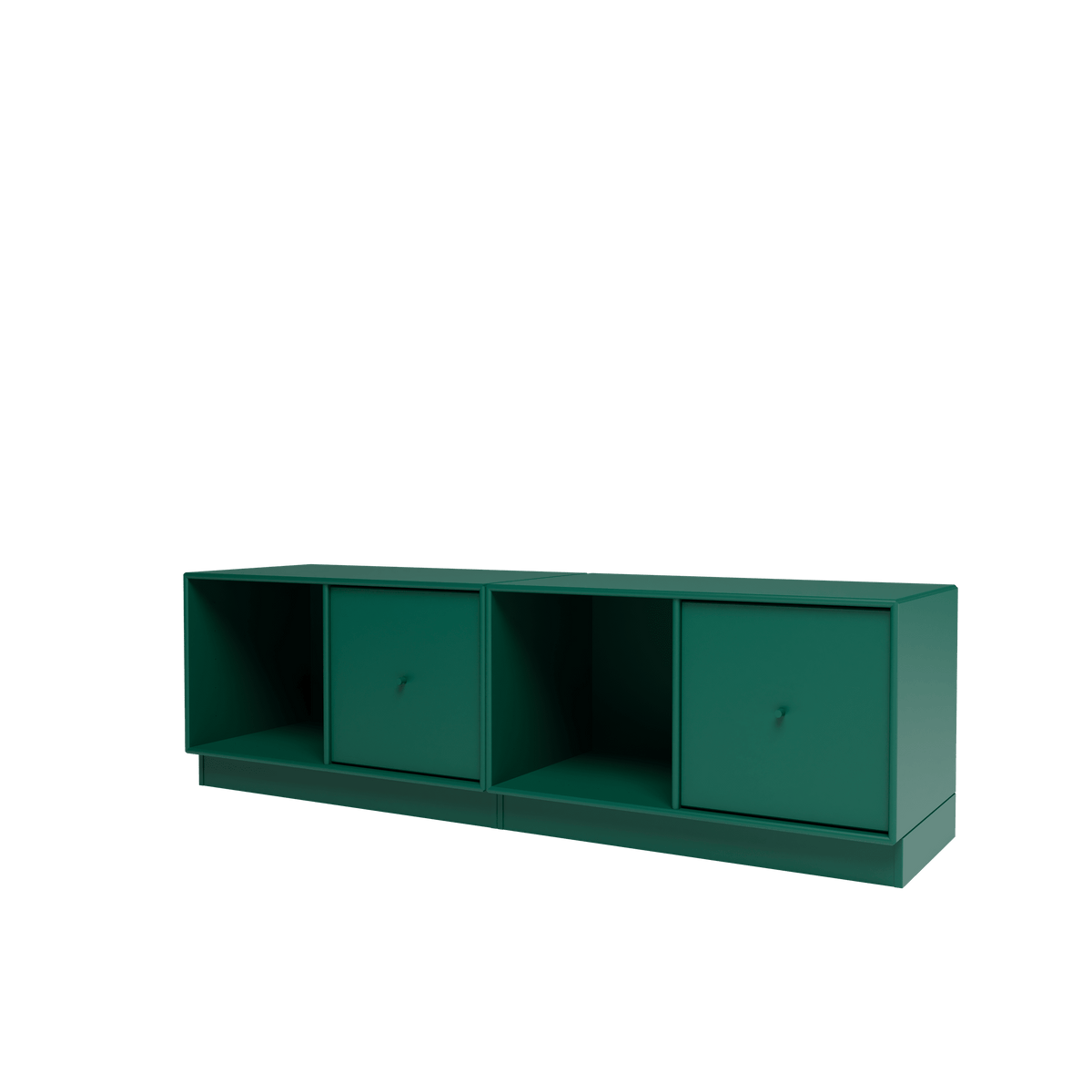 Banc Rest II Montana, laque 136 Pine, sur socle de 7 cm, vue de trois quarts sur fond blanc