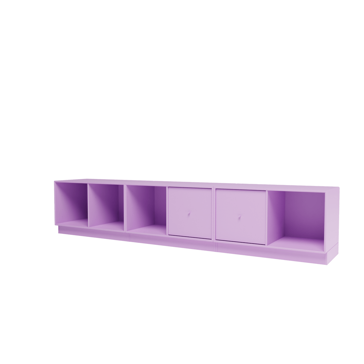 Banc Rest III Montana, laque 164 Iris, sur socle de 7 cm, vue de trois quarts sur fond blanc