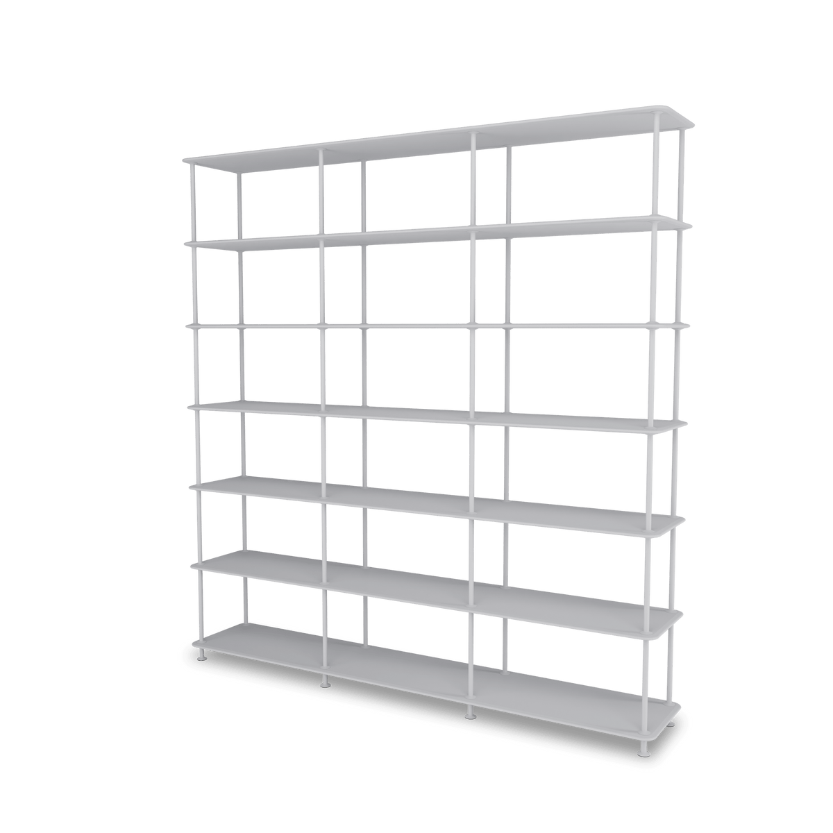 Etagère Free 666000 Montana, tablettes 209 Fjord et structure 02 Fjord, vue de trois quarts sur fond blanc