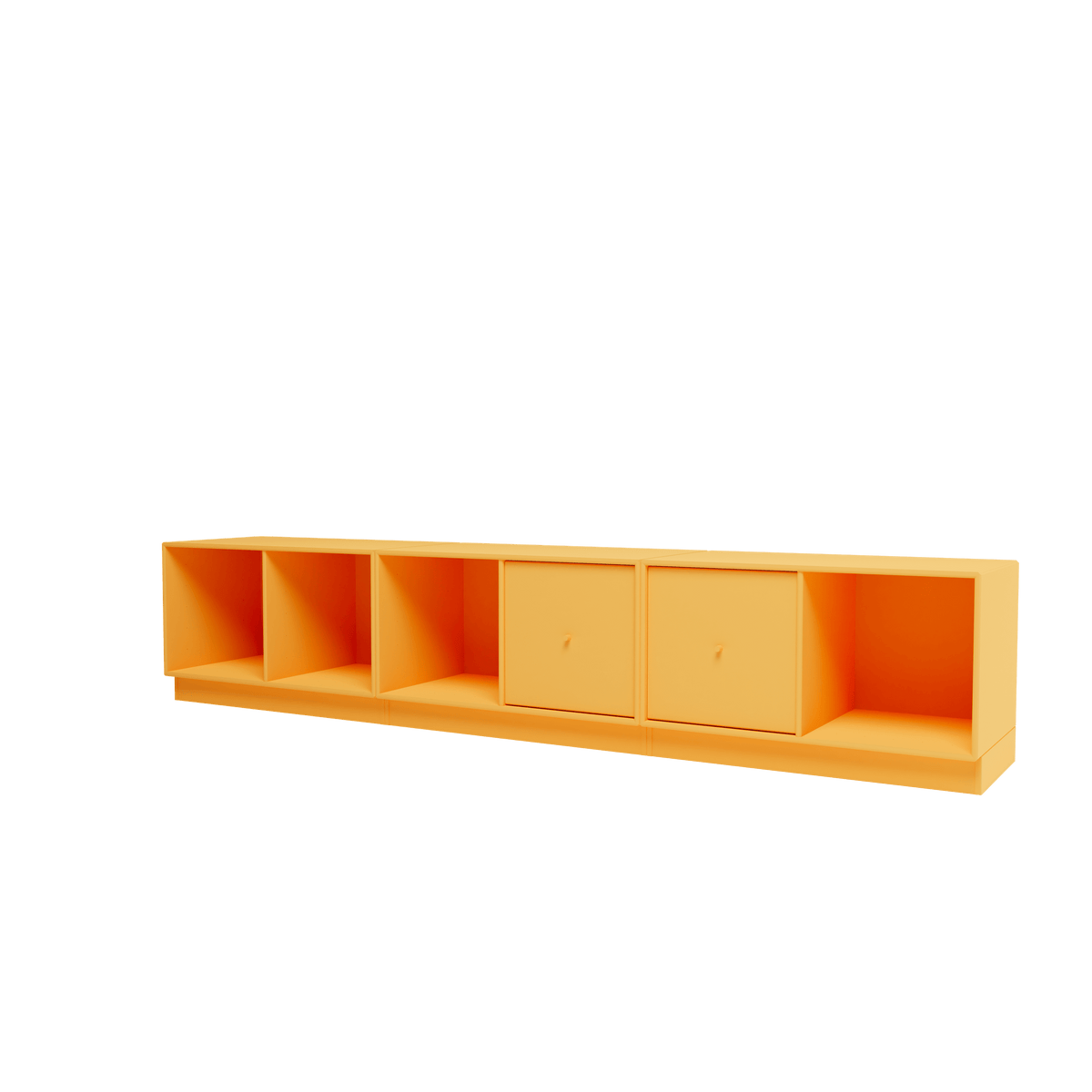 Banc Rest III Montana, laque 166 Acacia, sur socle de 7 cm, vue de trois quarts sur fond blanc