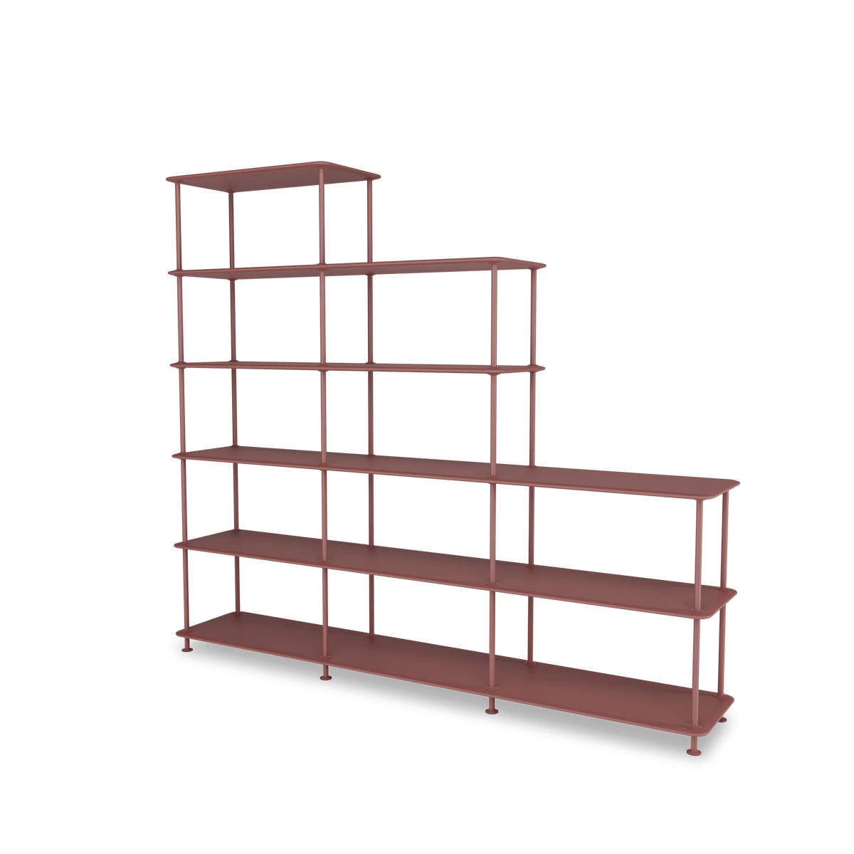 Etagère Free 542000 Montana, tablettes 231 Masala et structure 155 Masala, vue de trois quarts sur fond blanc