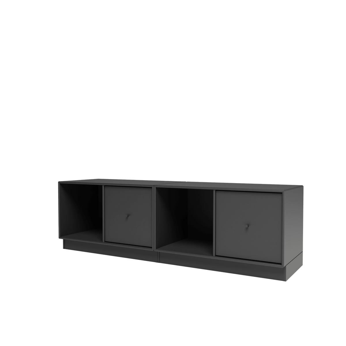Banc Rest II Montana, laque 04 Anthracite, sur socle de 7 cm, vue de trois quarts sur fond blanc