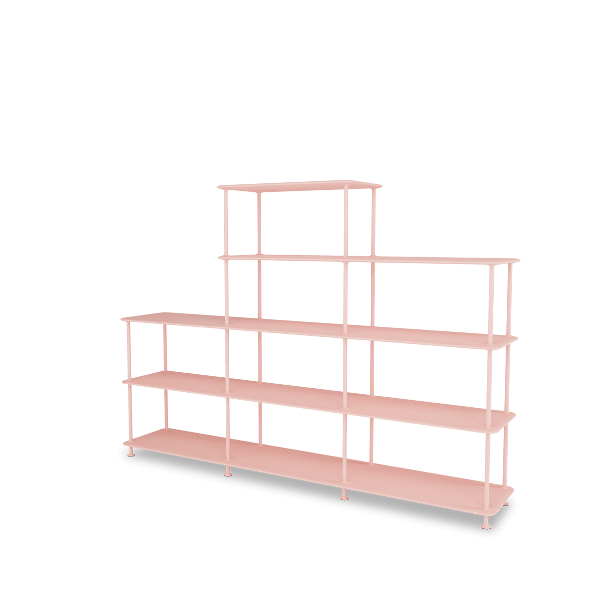 Etagère Free 342000 Montana, tablettes 167 Ruby et structure 167 Ruby, vue de trois quarts sur fond blanc