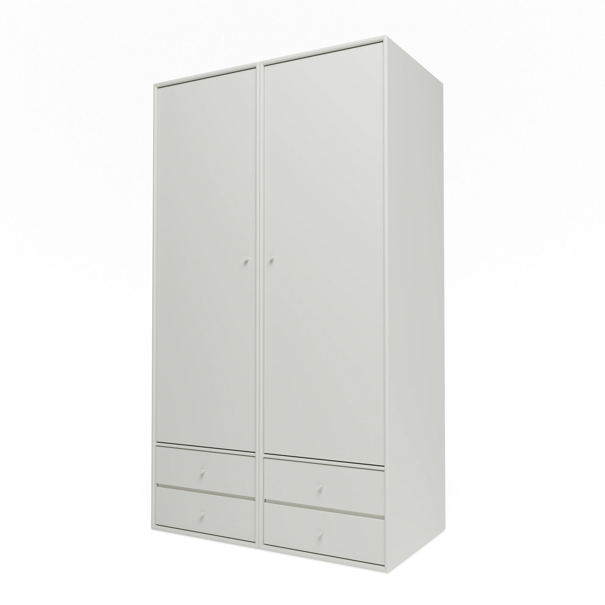 Armoire Attire IV Montana, laque 09 Nordic, suspendu au rail mural, vue de trois quarts sur fond blanc