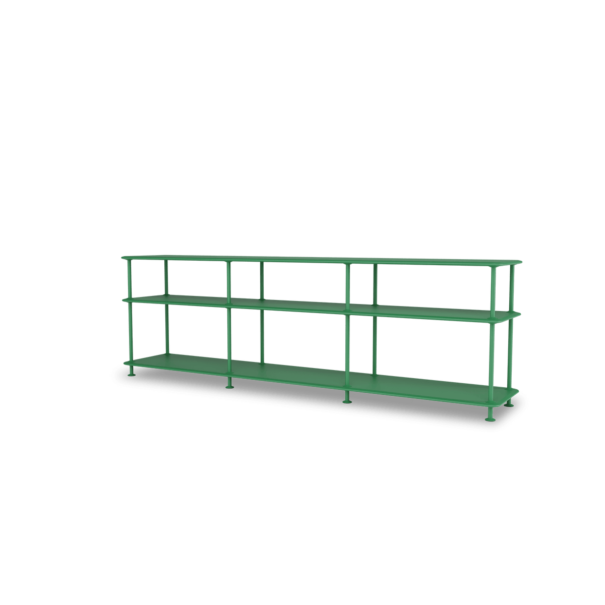 Etagère Free 111222 Montana, tablettes 232 Parsley et structure 152 Parsley, vue de trois quarts sur fond blanc