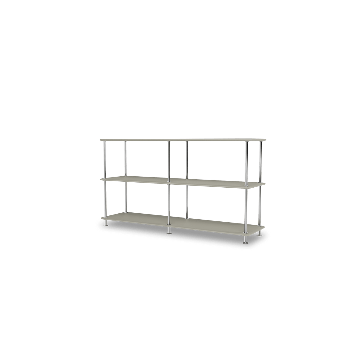 Etagère Free 220000 Montana, tablettes 225 Fennel et structure 44C Chrome, vue de trois quarts sur fond blanc