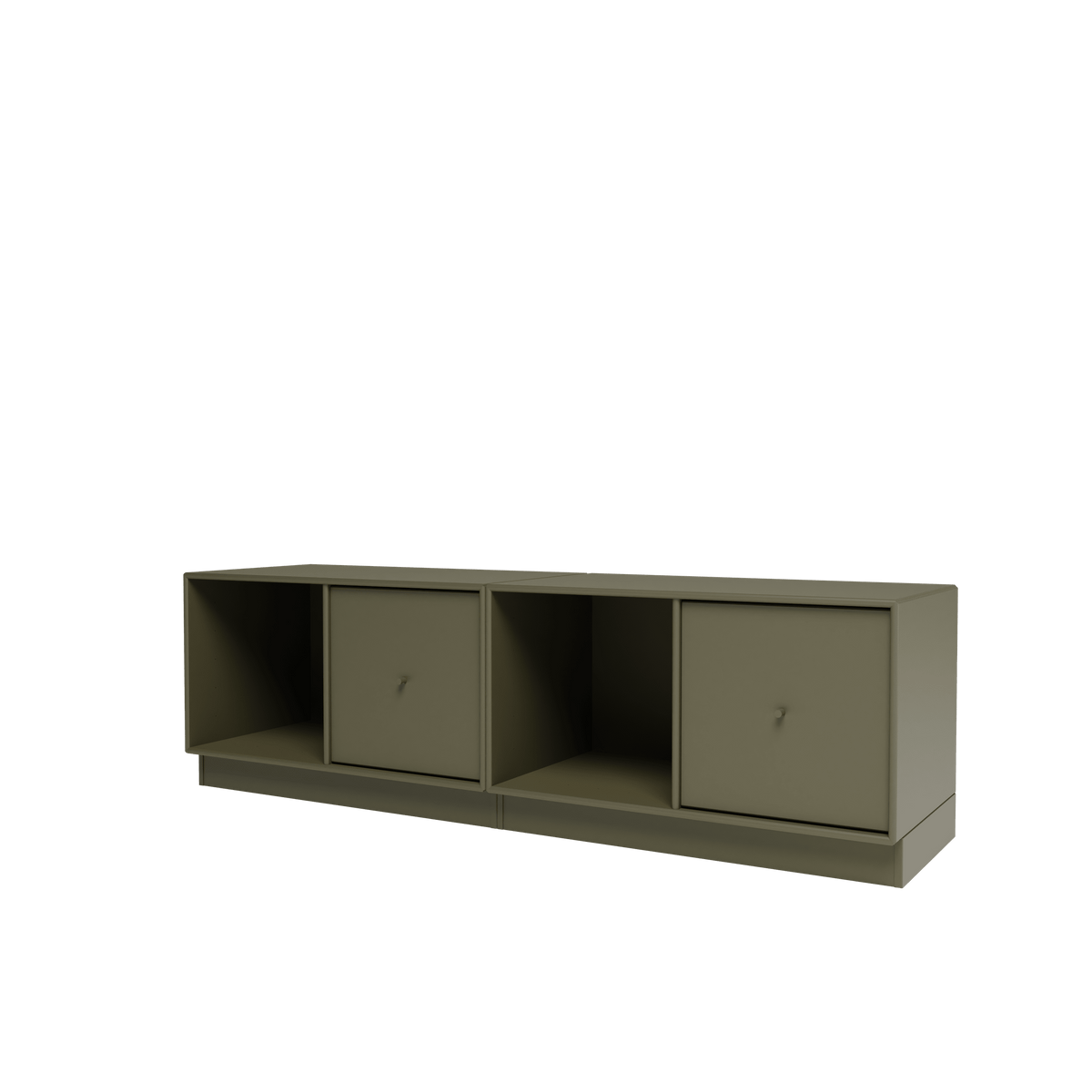 Banc Rest II Montana, laque 139 Oregano, sur socle de 7 cm, vue de trois quarts sur fond blanc