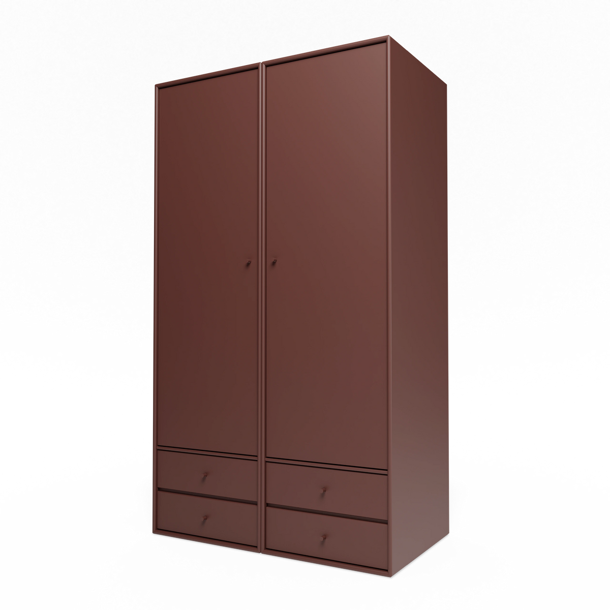 Armoire Attire IV Montana, laque 155 Masala, suspendu au rail mural, vue de trois quarts sur fond blanc