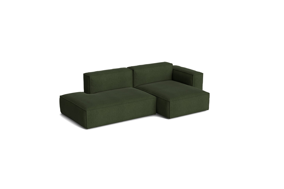 Canapé Mags Soft Low déhoussable de Hay, 2,5 places combinaison 3 méridienne droite, tissu Turf dark green
