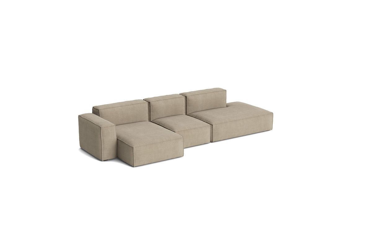 Canapé Mags Soft Low déhoussable de Hay, 3 places combinaison 4 méridienne gauche, tissu Linara 216