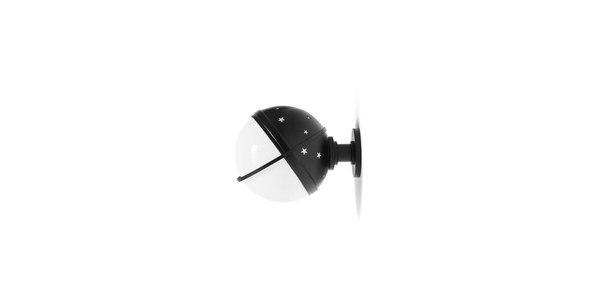 Applique Helena de Charles Eames - Cassina-vue de profil, applique sphérique noire étoilée-Cassina