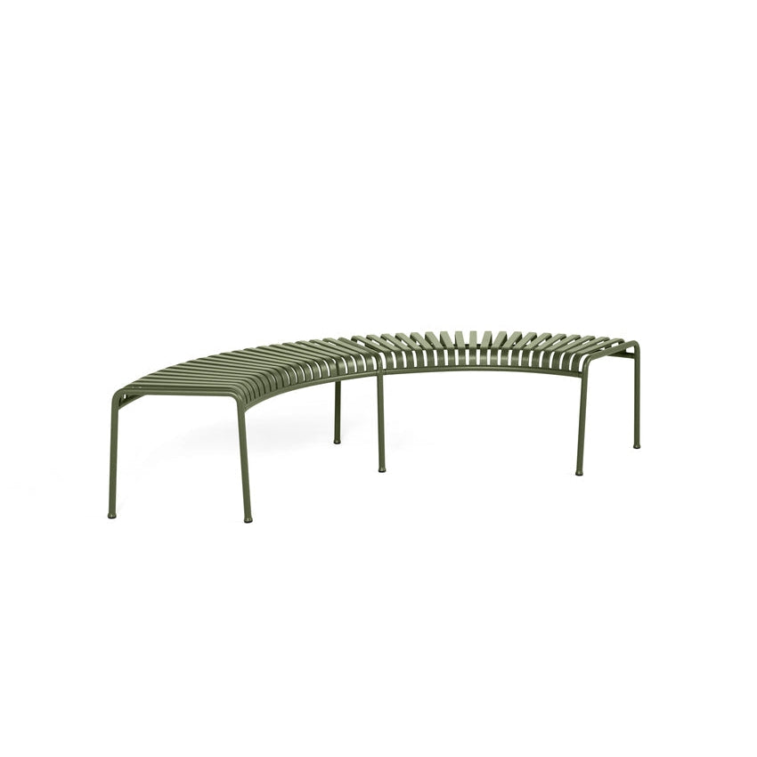 Banc arrondi Palissade avec pied central - Hay-Vert Olive-The Woods Gallery