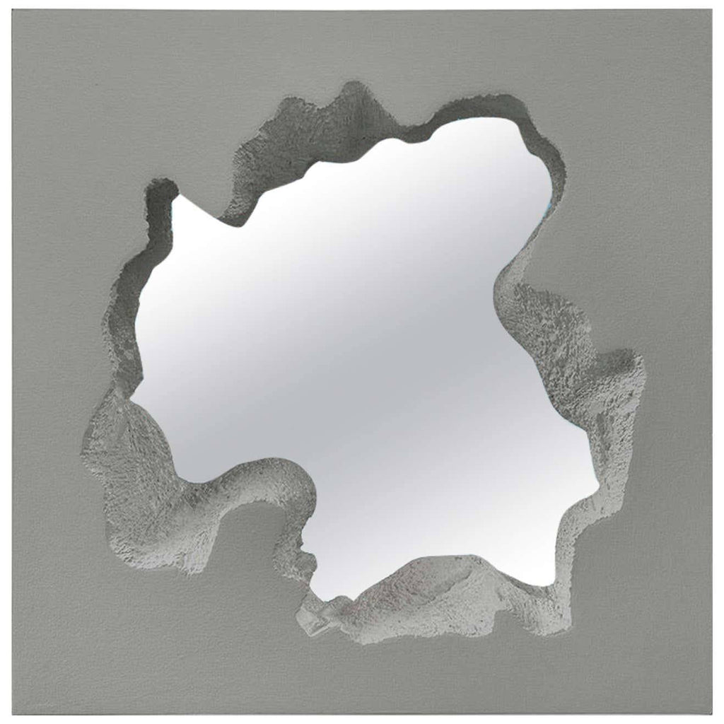 Broken Square Mirror, Miroir carré en polyuréthane gris de Snarkitecture - Gufram-The Woods Gallery