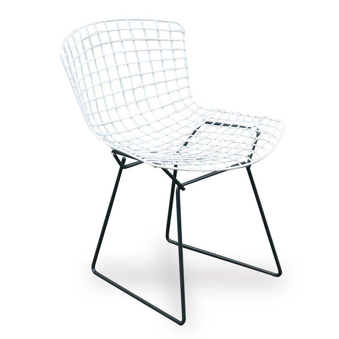 Chaise Wire noire et blanche de Harry Bertoia - Knoll - Vintage-The Woods Gallery