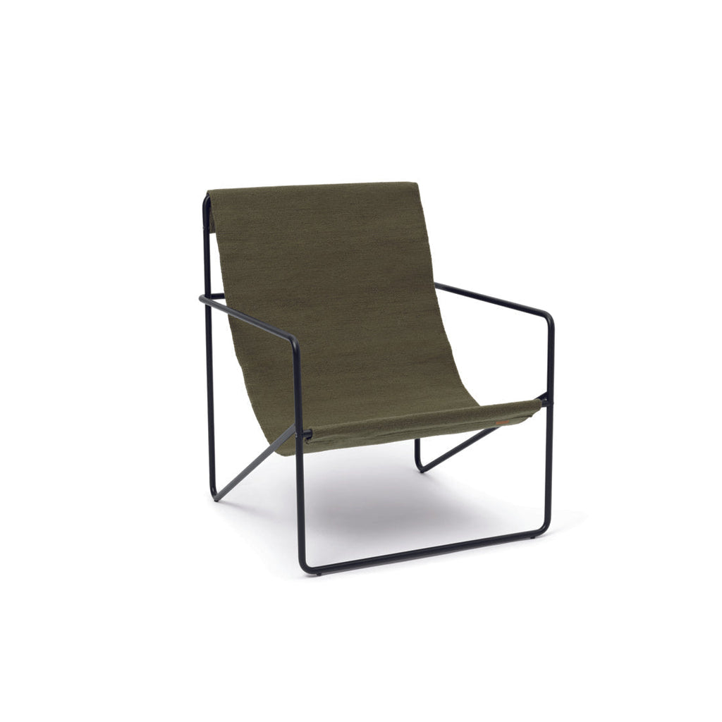 Fauteuil transat Lounge Chair Desert de Trine Andersen - Ferm Living-Black - Olive-The Woods Gallery