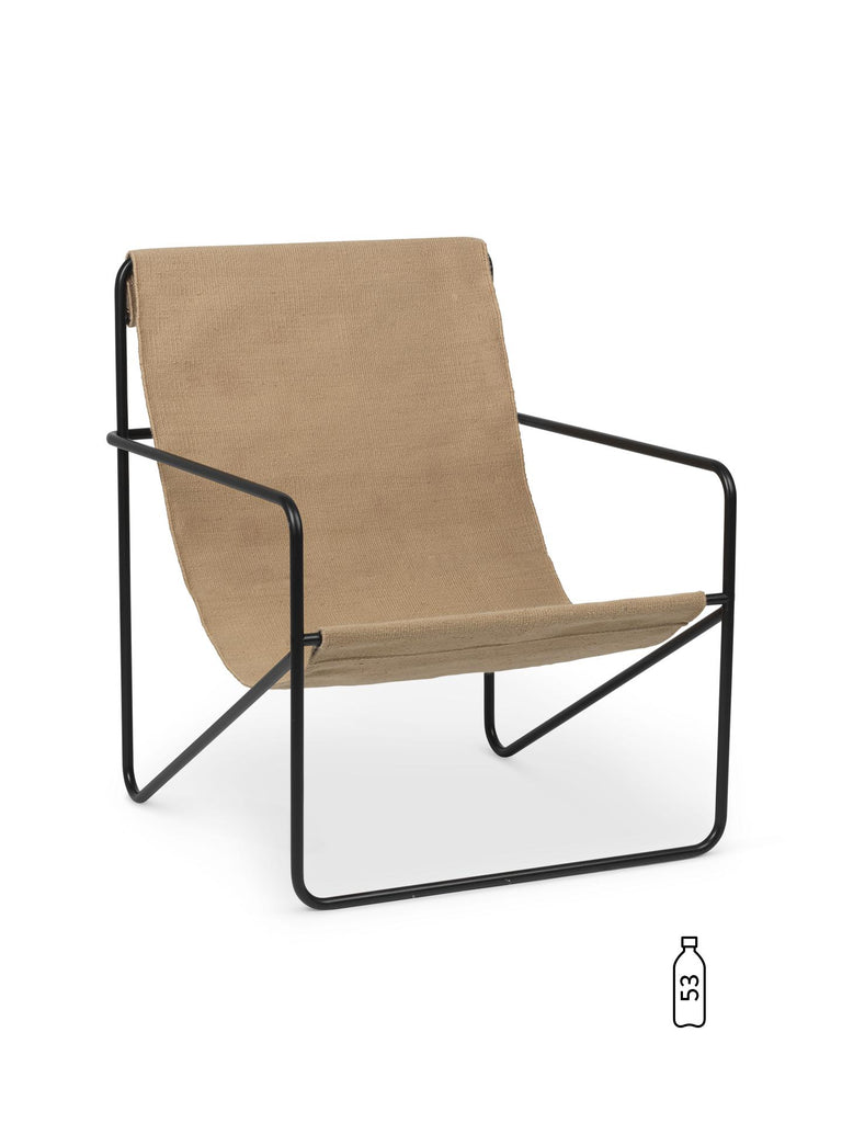 Fauteuil transat Lounge Chair Desert de Trine Andersen - Ferm Living-Black - Sand-The Woods Gallery
