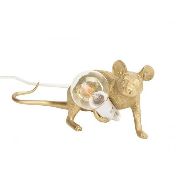 Lampe Mouse Gold Lay Down - Souris dorée allongée de Marcantonio - Seletti-The Woods Gallery