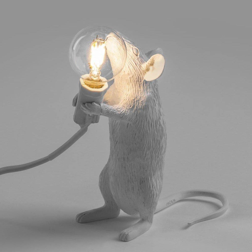 Lampe Mouse White Standing - Souris blanche debout de Marcantonio - Seletti-The Woods Gallery