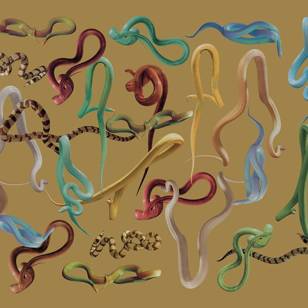 Papier peint "Snakes storm" Ocre de ToiletPaper-Support vinyle – surface gaufrée et irrégulière - simule la toile d’un tableau-The Woods Gallery