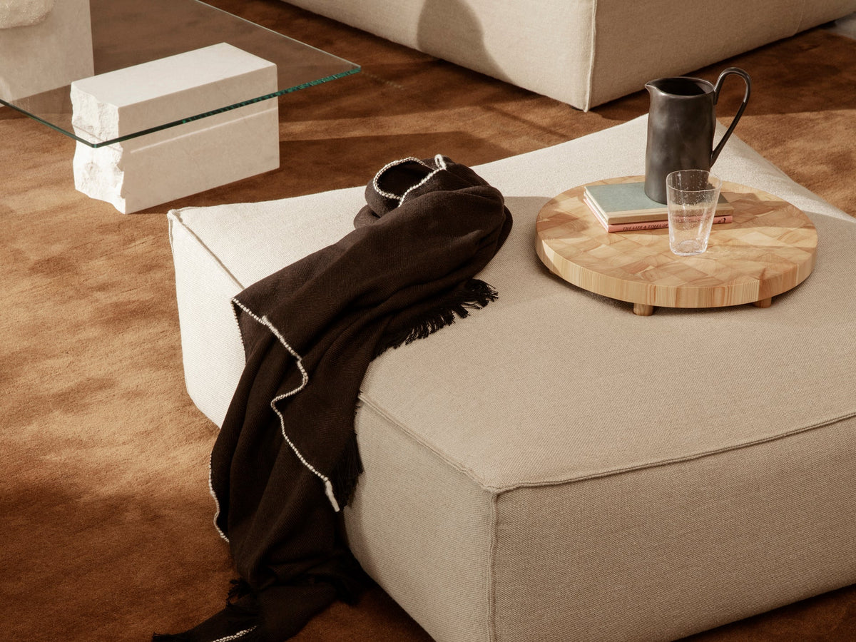 Pouf carré Catena / Small - Ferm Living-Beige-Rich linen-The Woods Gallery