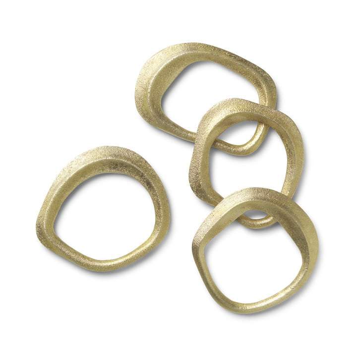 Ronds de serviette en laiton doré Flow (lot de 4) - Ferm Living-Laiton-The Woods Gallery