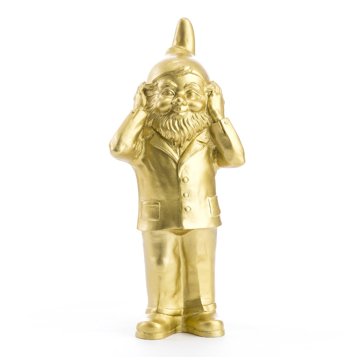Sculpture Hear Nothing de Ottmar Hörl - Nain de jardin - Hear Nothing-doré-Non signé-The Woods Gallery