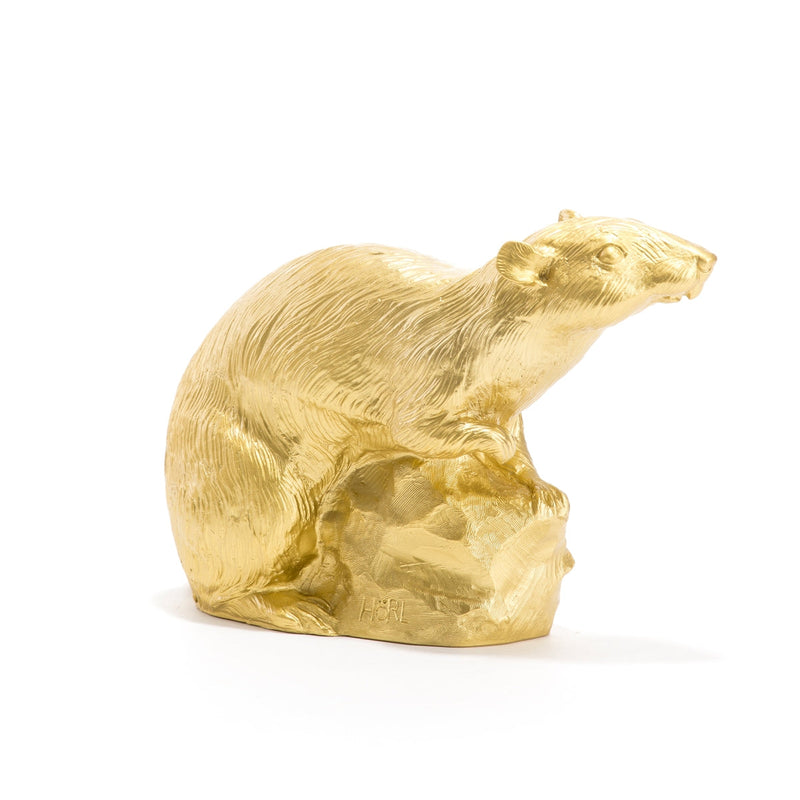 Sculpture "Rat de Château" d'Ottmar Hörl-Or-Non signé-The Woods Gallery