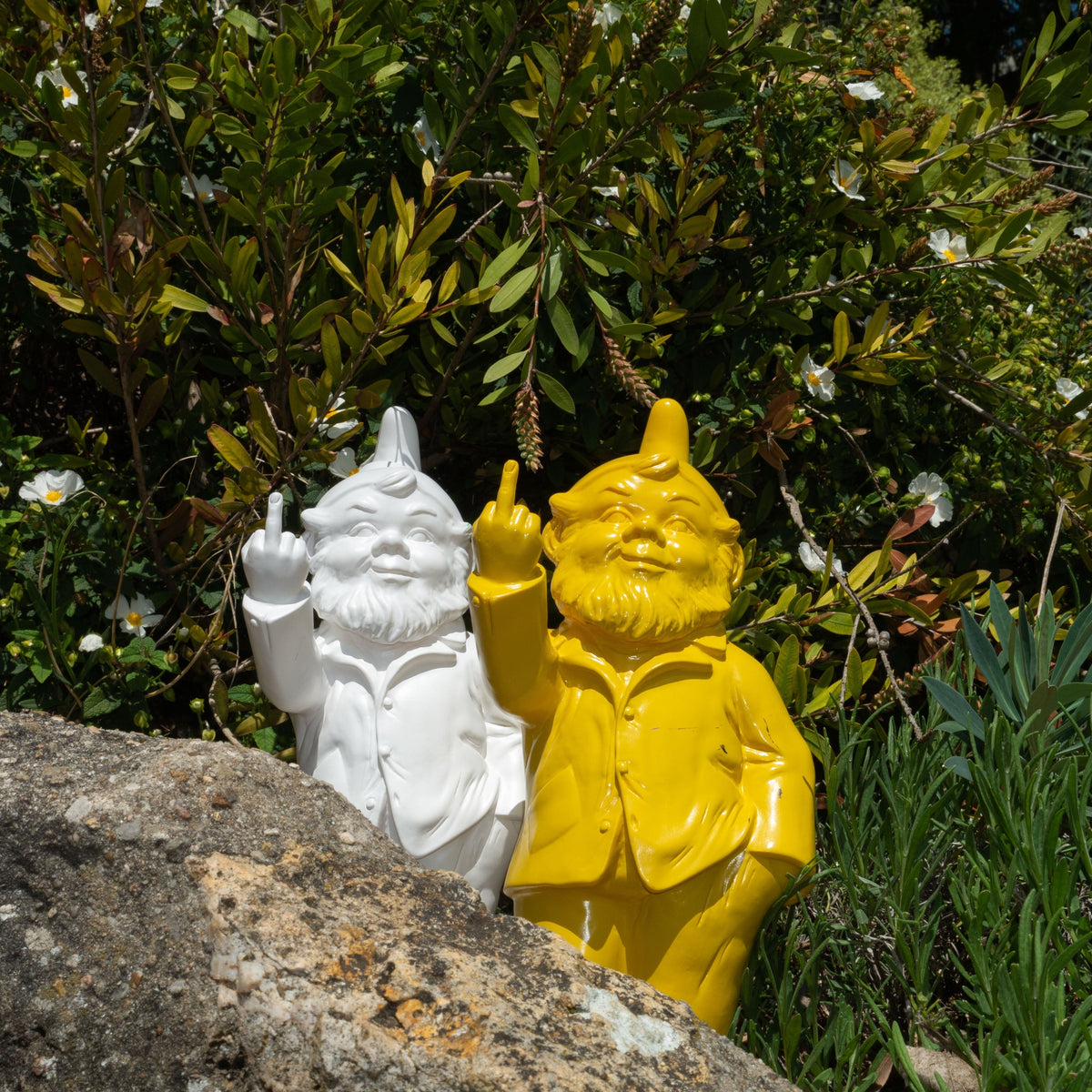 Gnome de jardin : nain de jardin, jaune, 50cm