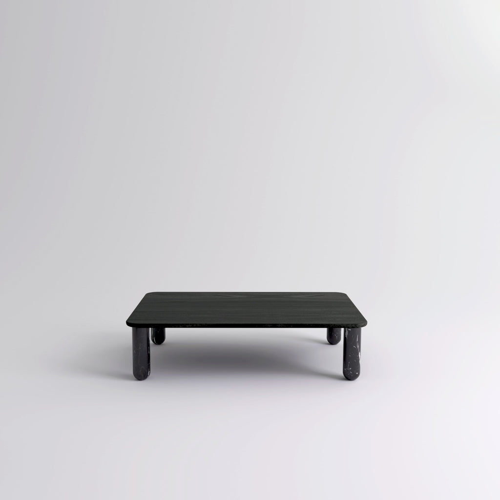 Table "Sunday" de Jean-Baptiste Souletie - La Chance-L 150 x l 100 cm-Bois laqué noir-Marbre Marquina noir brillant-The Woods Gallery