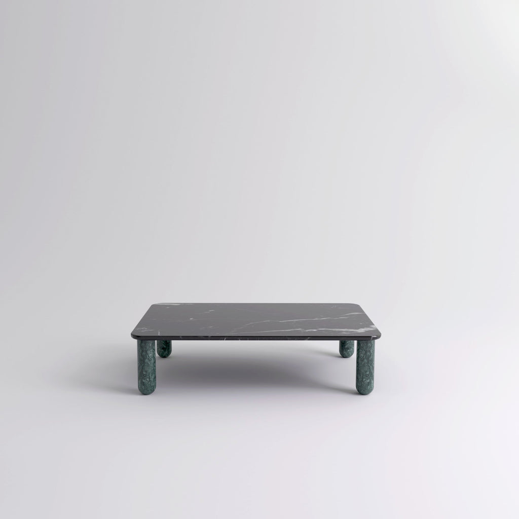 Table "Sunday" de Jean-Baptiste Souletie - La Chance-L 150 x l 100 cm-Marbre Marquina noir-Marbre Indian Green brillant-The Woods Gallery