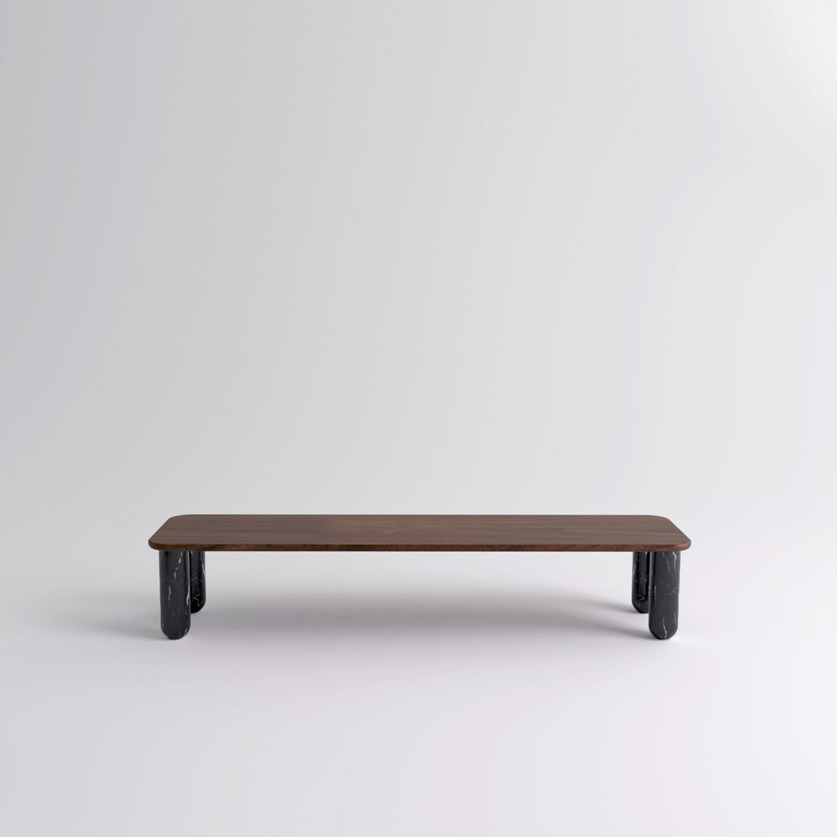 Table "Sunday" de Jean-Baptiste Souletie - La Chance-L 150 x l 50 cm-Noyer-Marbre Marquina noir brillant-The Woods Gallery