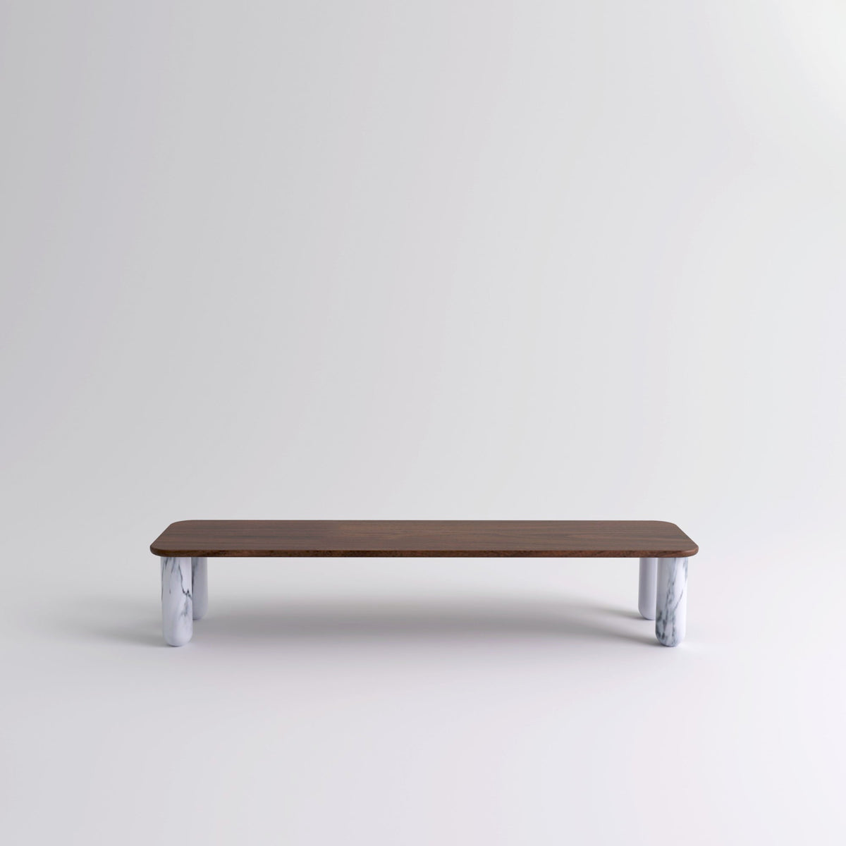 Table "Sunday" de Jean-Baptiste Souletie - La Chance-L 150 x l 50 cm-Noyer-Marbre Marquina noir brillant-The Woods Gallery