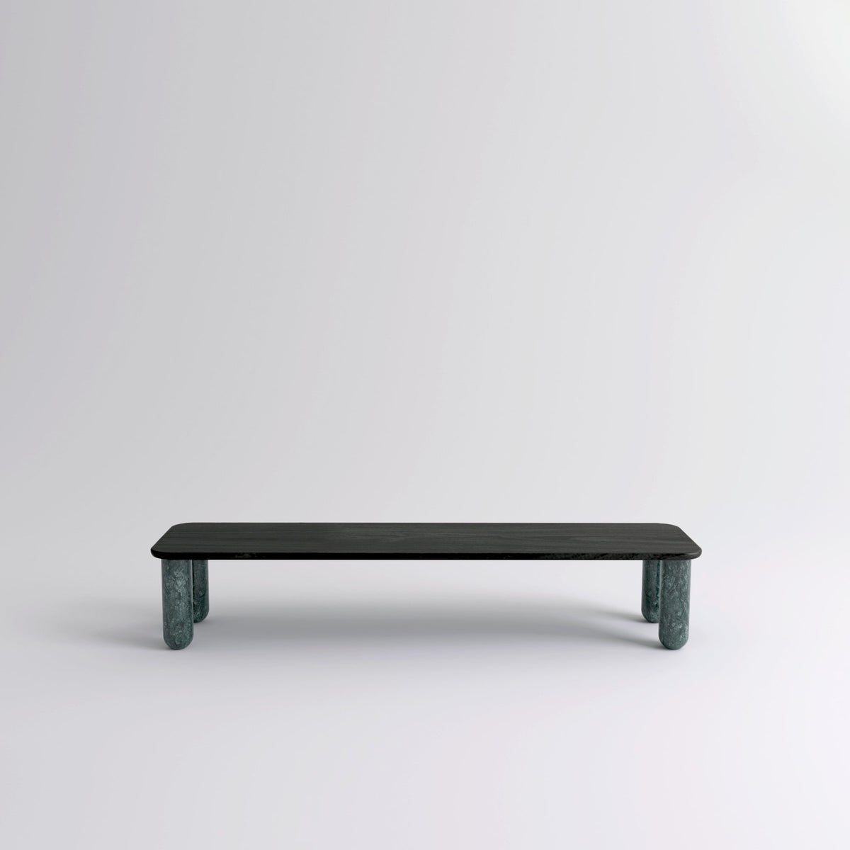 Table "Sunday" de Jean-Baptiste Souletie - La Chance-L 200 x l 50 cm-Bois laqué noir-Marbre Indian Green brillant-The Woods Gallery