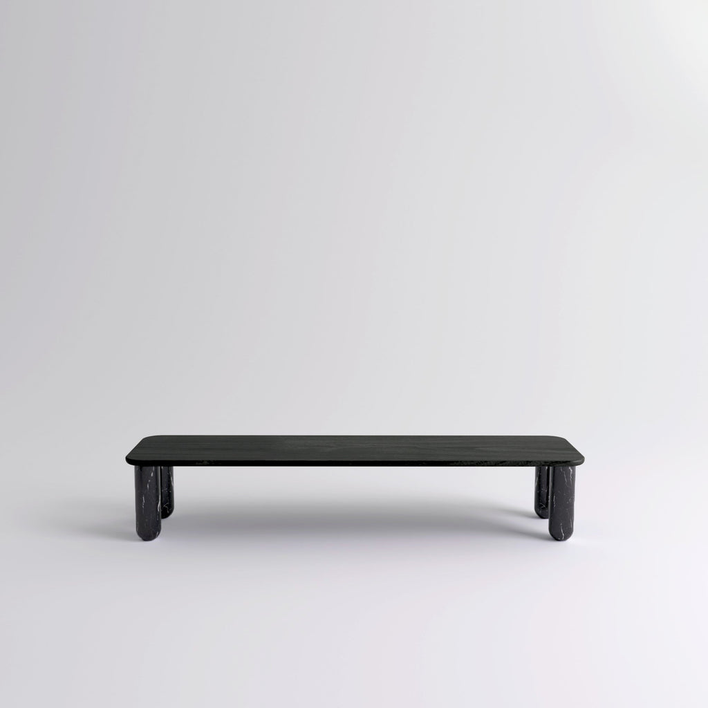 Table "Sunday" de Jean-Baptiste Souletie - La Chance-L 200 x l 50 cm-Bois laqué noir-Marbre Marquina noir brillant-The Woods Gallery