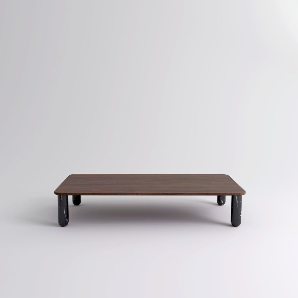 Table "Sunday" de Jean-Baptiste Souletie - La Chance-L 200 x l 50 cm-Noyer-Marbre Marquina noir brillant-The Woods Gallery
