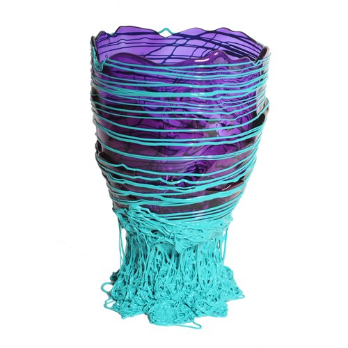 Vase en résine Spaghetti Clear Purple Matt Turquoise L de Gaetano Pesce - Fish Design-The Woods Gallery