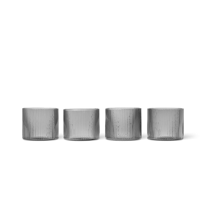 Verres bas Ripple gris fumé - Set de 4 - Ferm Living-The Woods Gallery