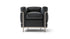 Fauteuil 2 Grand Confort (LC2) petit modèle - Cassina-packshot en cuir noir, structure chromée-The Woods Gallery