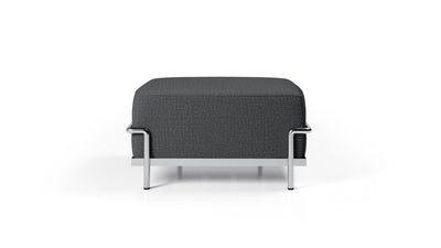 Pouf 2 Ottomane Grand Confort (LC2) - Cassina-packshot en cuir noir, structure chromée-The Woods Gallery