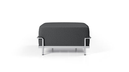 Pouf 2 Ottomane Grand Confort (LC2) - Cassina-packshot en cuir noir, structure chromée-The Woods Gallery