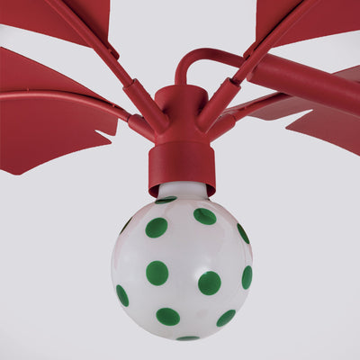Ampoule LED E27 12 W pour lampadaire LaPalma - Seletti-ampoule à pois verts vissée sous le lampadaire rouge-Seletti