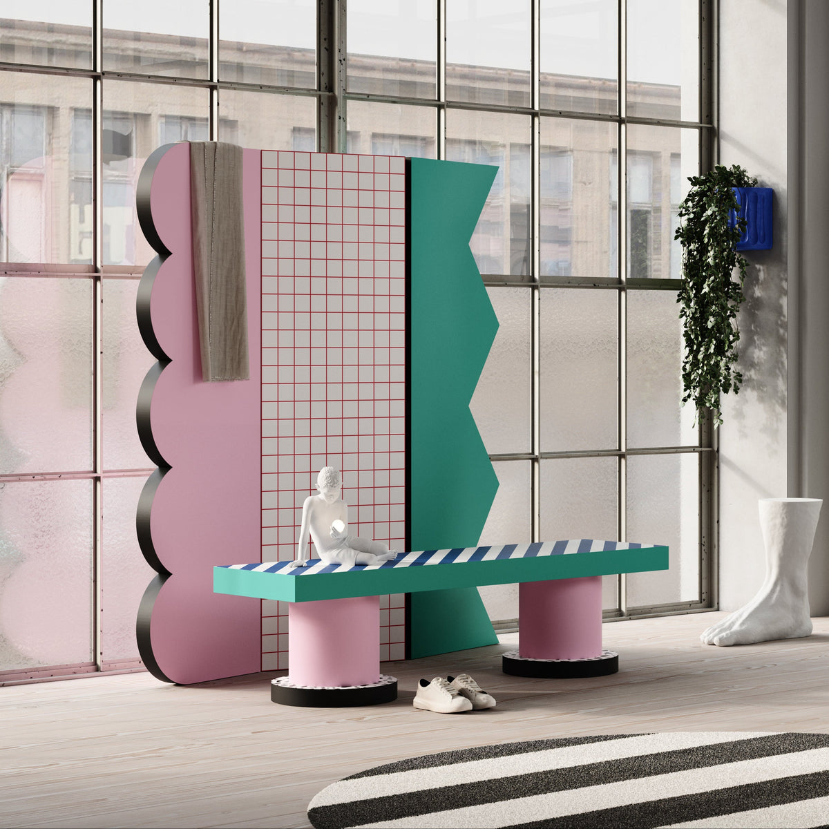 Paravent Super Screen Red Grid de Hello Again - Seletti-vue 3-The Woods Gallery
