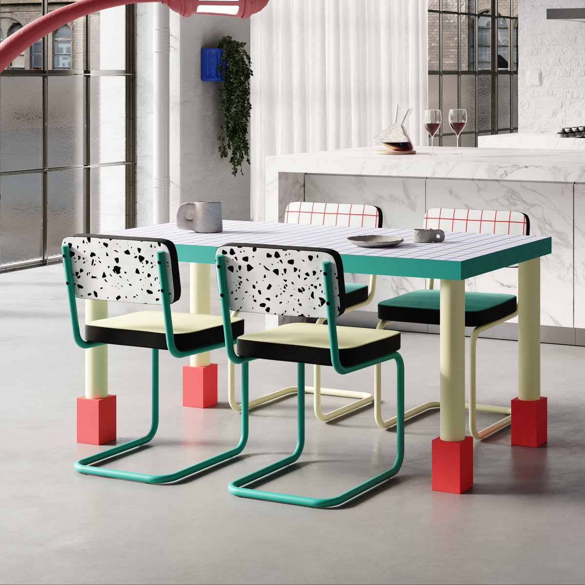Table Super Table Blue Grid de Hello Again - Seletti-vue 1-The Woods Gallery