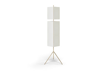 Lampadaire 3to9 de Neri&amp;Hu - Cassina-vue de face, panneaux blancs sur trépied laiton-Cassina