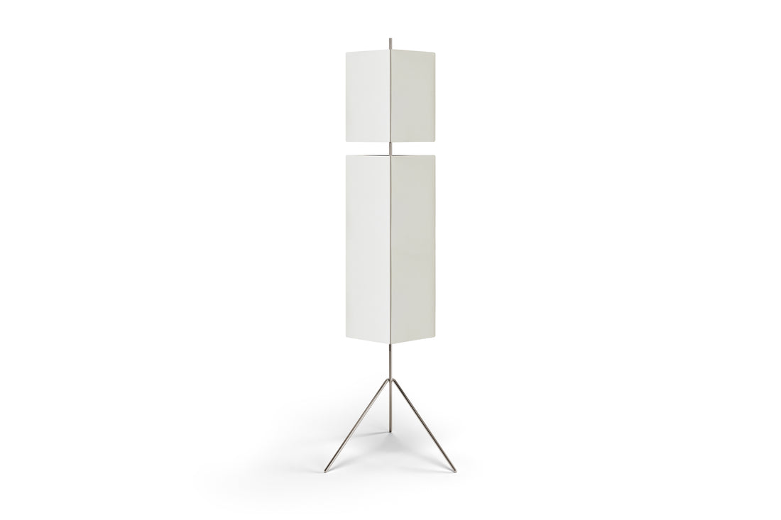 Lampadaire 3to9 de Neri&amp;Hu - Cassina-vue de face, abat-jour blanc sur trépied-Cassina