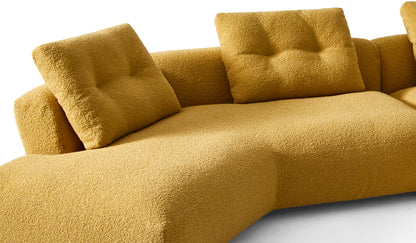 Canapé Sengu Bold de Patricia Urquiola - Cassina-détail des coussins de dossier en tissu bouclé jaune-The Woods Gallery